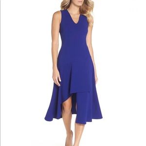 VINCE CAMUTO Asymmetrical Cobalt Blue Scuba Dress